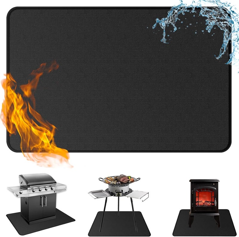 Anze Under Grill Mat for Outdoor Grill, 38 x 65 Inch Anti-Slip BBQ Floor Mats, Easy to Clean Reusable Fireproof Grill Pad, Oil-Proof Waterproof Protector for Indoor Fireplace Pit Mat - Image 1